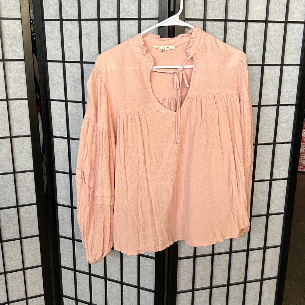 Vine & Love Soft Pink Ruffled Blouse